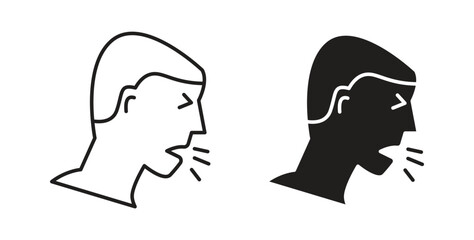 Cough icon with glyph and line. black vector icons for Web UI