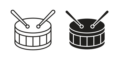 Drum icon with glyph and line. black vector icons for Web UI