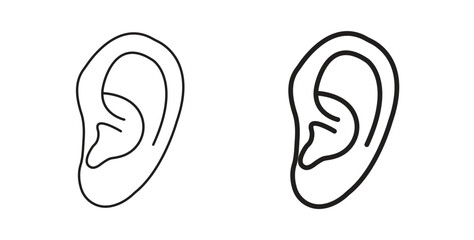 Ear icon with glyph and line. black vector icons for Web UI