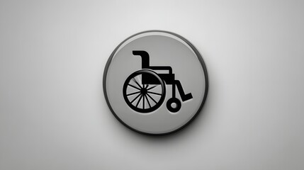 Fototapeta premium Three dimensional circular sign featuring a graphic representation of an aid for mobility challenges