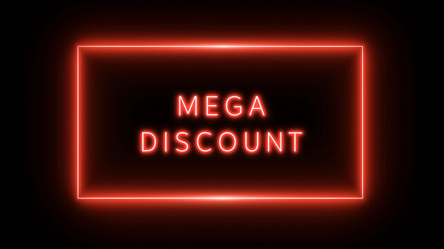 Eye-Catching Mega Discount Advertisement with Glowing Neon Red Frame - Powered by Adobe