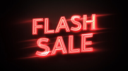 Red neon "Flash Sale" sign shines brightly against a dark background.