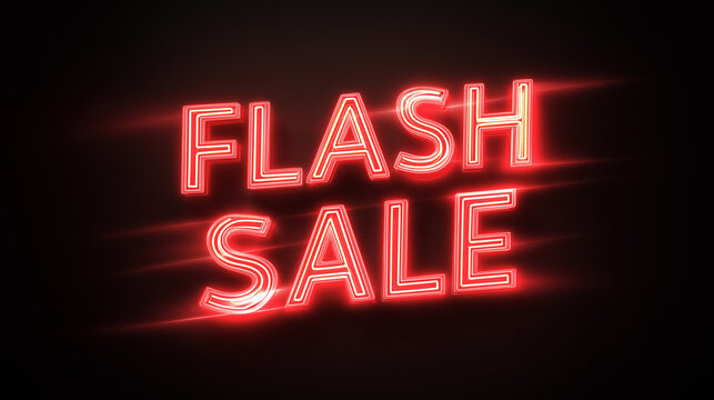 Red neon "Flash Sale" sign shines brightly against a dark background.