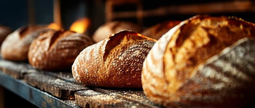 Freshly Baked Artisan Bread on Rustic Rack