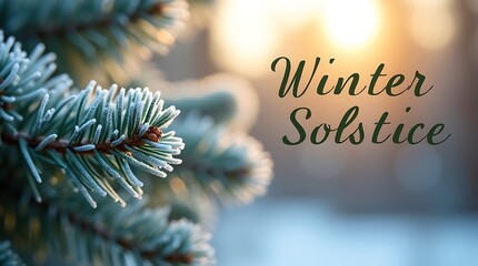 Frosty pine needles greet the winter solstice sunrise