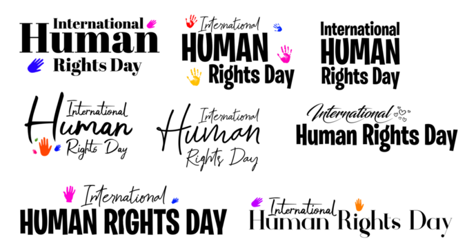 International Human Rights Day Text PNG – Human Rights Typography Design on Transparent Background