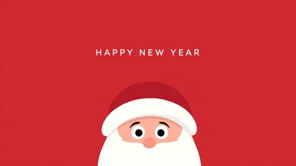 Happy New Year greeting with Santa Claus on a festive red background