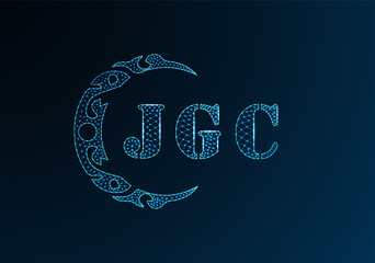 Low poly letter logo JGC design. JGC letter logo low poly vector design on blue color gradient background. JGC logo low poly design
