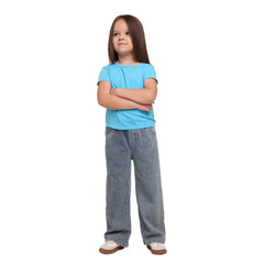 Fototapeta premium Portrait of cute little girl on white background