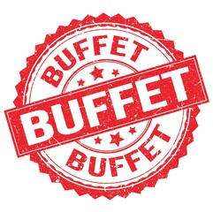 BUFFET text on red round stamp sign