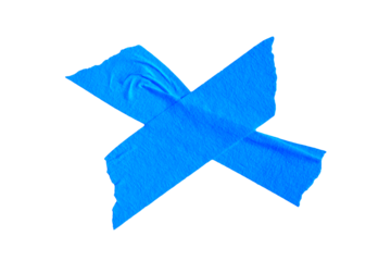 Blue adhesive sticky paper masking tape cut out design element, cross shape x