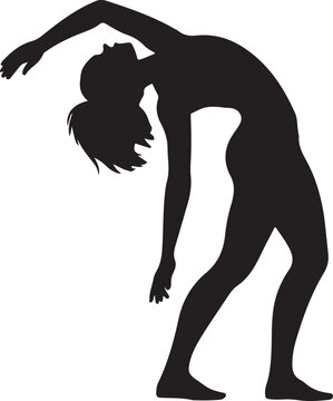 Elegant silhouette icon of a dancer bending backwards