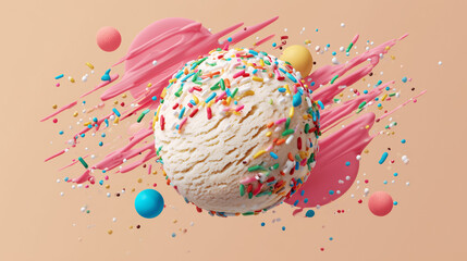 Sweetness in Motion: Ice Cream with Floating Sprinkles
