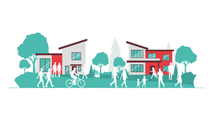 Silhouette of a group of diverse people standing together in a row, teamwork concept, community unity, crowd illustration, human figures, social diversity scene