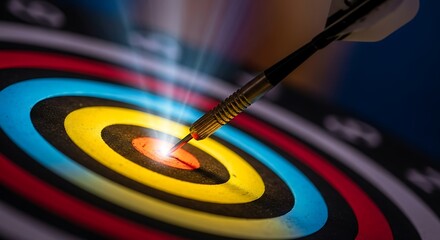 Bullseye Achievement: Dart Hitting Target Center