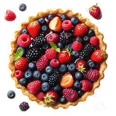 Fototapeta premium Delicious Mixed Berry Tart with Fresh Fruits on Transparent Background