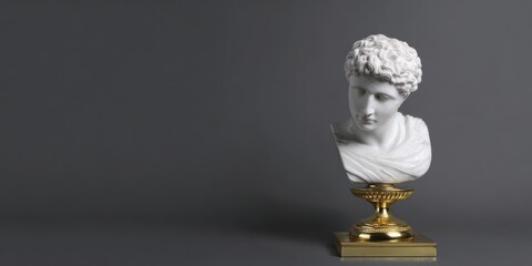 Ancient Roman Marble Bust of a Young Man on a Gilded Pedestal artifact classical