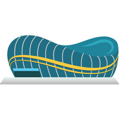 Modern Teal Blue Sports Arena With Yellow Accent Lines And White Base On A Transparent Background
