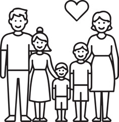 Family Love and Happiness Line Icon
