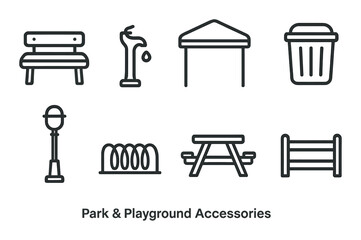 Park and playground accessories: benches, fountains, shelters, and more