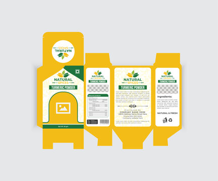 Unique turmeric box Packaging Design template