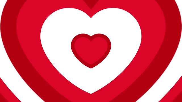 Simple motion graphics red heart tunnel animation isolated on black background
