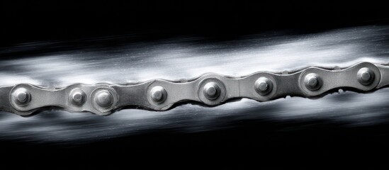 Close-up of a bicycle chain with motion blur effect.