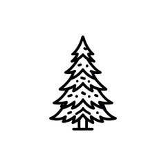 Outline Christmas Tree with Balls and Transparent Background