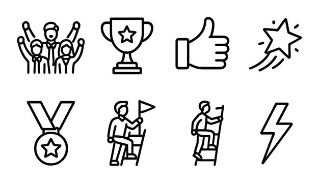 Icons of success: trophies, medals, and achievement symbols