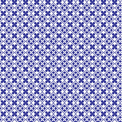 Intricate Blue and White Geometric Floral Seamless Pattern design Template.