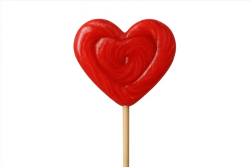 Red heart lollipop a sweet love candy symbol