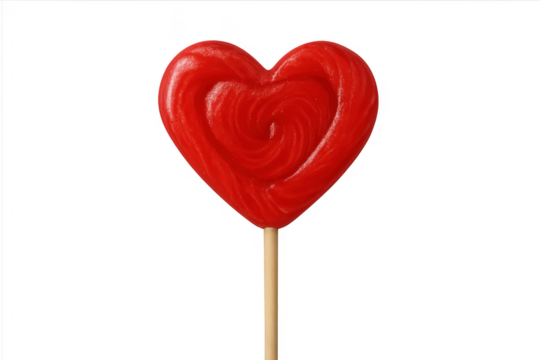 Red heart lollipop a sweet love candy symbol