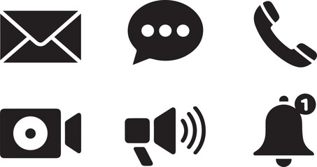 Digital communication, social media, and notification icon set