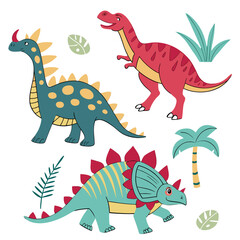 Naklejka premium Cute dinosaur sticker set printable for kids editable vector 