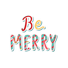Colorful Typography Icon Be Merry With Candy Stripes