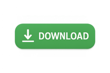 Green download button with arrow icon, web interface element for digital content and software downloads