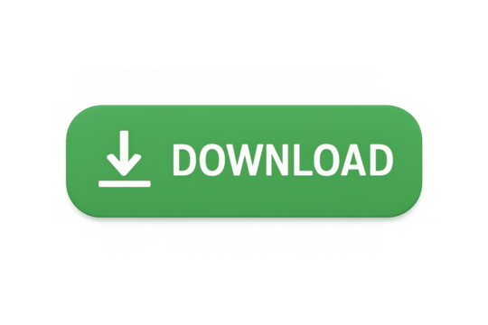 Green download button with arrow icon, web interface element for digital content and software downloads