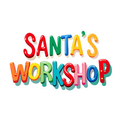 Colorful Typography Icon Santa Workshop With Tools