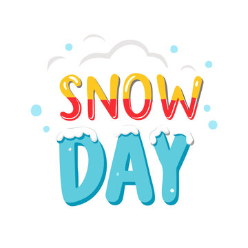 Colorful Typography Icon Snow Day With Snow Pile