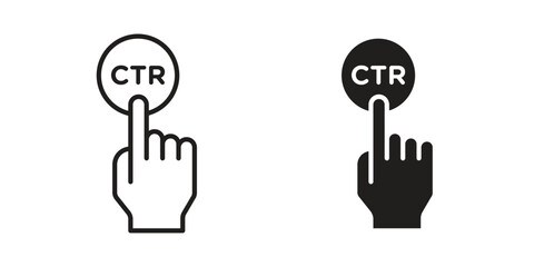 CTR icon flat and thin stroke vector pack. Editable icons set