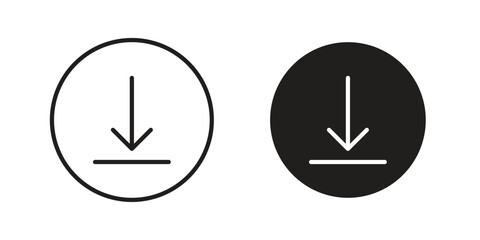 Download icon flat and thin stroke vector pack. Editable icons set