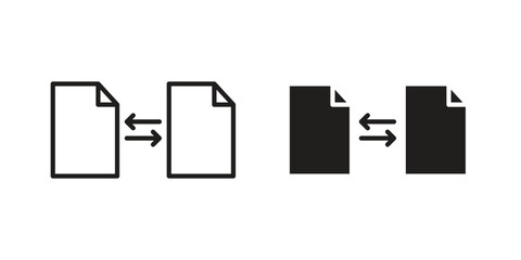 File transfer icon flat and thin stroke vector pack. Editable icons set