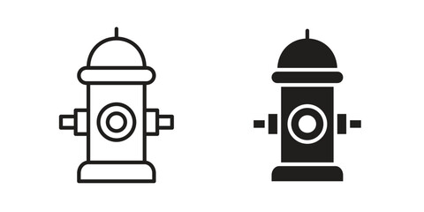 Fire hydrant icon flat and thin stroke vector pack. Editable icons set