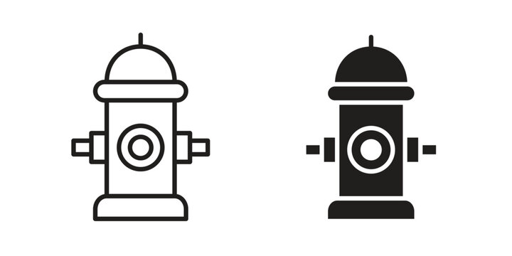 Fire hydrant icon flat and thin stroke vector pack. Editable icons set
