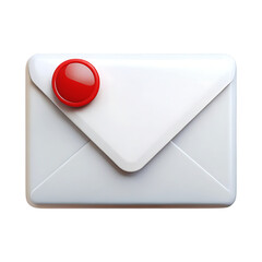 Minimal Email Icon with Notification Symbol on Transparent.
