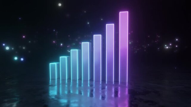 Blue bar chart illustration showing financial business growth and market success data concept - Powered by Adobe