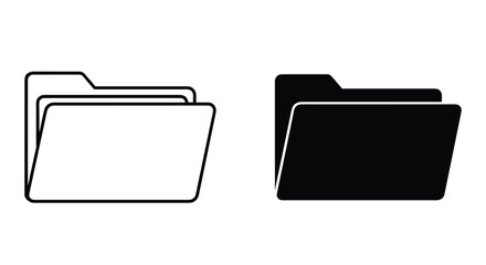 Versatile folder icon set: outline and solid styles for digital file management, data storage, and organization visuals.