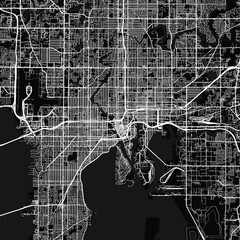 Tampa City Map precision cut linework reveals the underlying grid where structure becomes the aesthetic in this minimalist cartographic study begin of sentence, emphasizing refined linework.