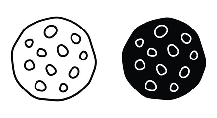 Hand drawn outline and solid cookie icon vector illustration graphic design element for sweet dessert concepts