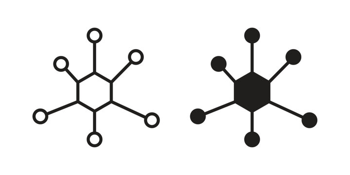 Chart connected icon set. Outline symbol editable.
